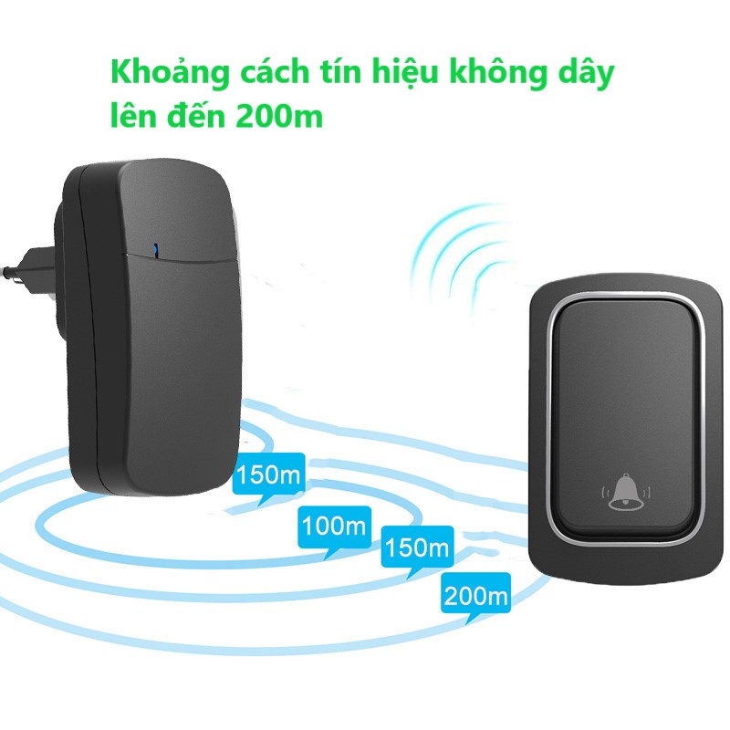 Chuông Cửa Không Dây Không Dùng Pin, Chuông Bấm Vĩnh Cửu Chống Nước Khoảng Cách 200m Báo Động Người Già - Home Utilities