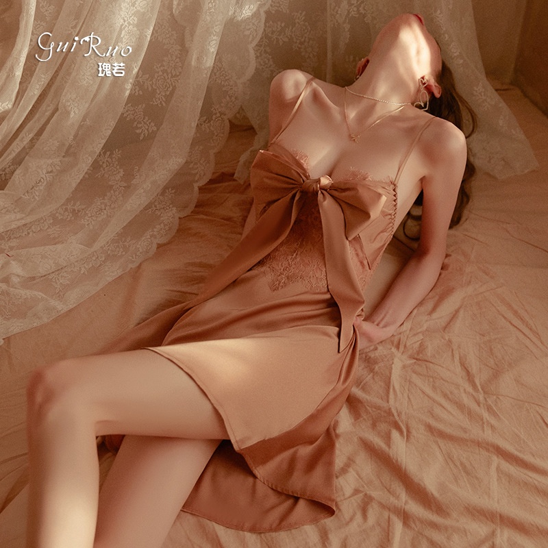 Váy Ngủ Thắt Nơ Gợi Cảm Pha Ren Xuyên Thấu Ngọt Ngào  1478 [CWEAR.SEXY_ĐỒ NGỦ &amp; NỘI Y CAO CẤP]
