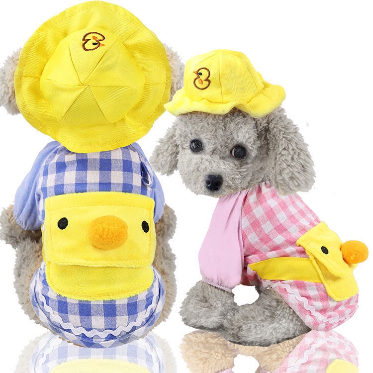 Bộ quần áo hoạt hình vịt vàng nhỏ có mũ dành cho chó mèo Chihuahua Yorkies