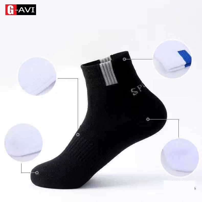 Tất nam SPORTS tất mùa hè cổ nhỡ chất cotton thoáng khí thấm hút mồ hôi