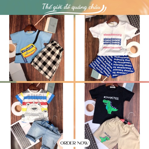 [XẢ HÀNG] Bộ Quần Áo Bé Trai - Quần Jean Co Giãn Hoạ Tiết Gấu Cute - Hàng Quảng Châu Cao Cấp