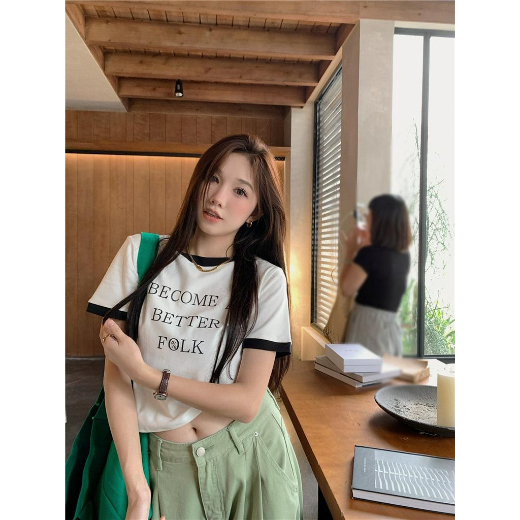 Áo Thun Cotton Ngắn Tay In Chữ Thời Trang Mùa Hè Cá Tính 64184