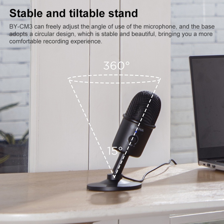 BOYA BY-CM3 - Mic thu âm cổng USB dành cho Laptop - Hàng Chính Hãng