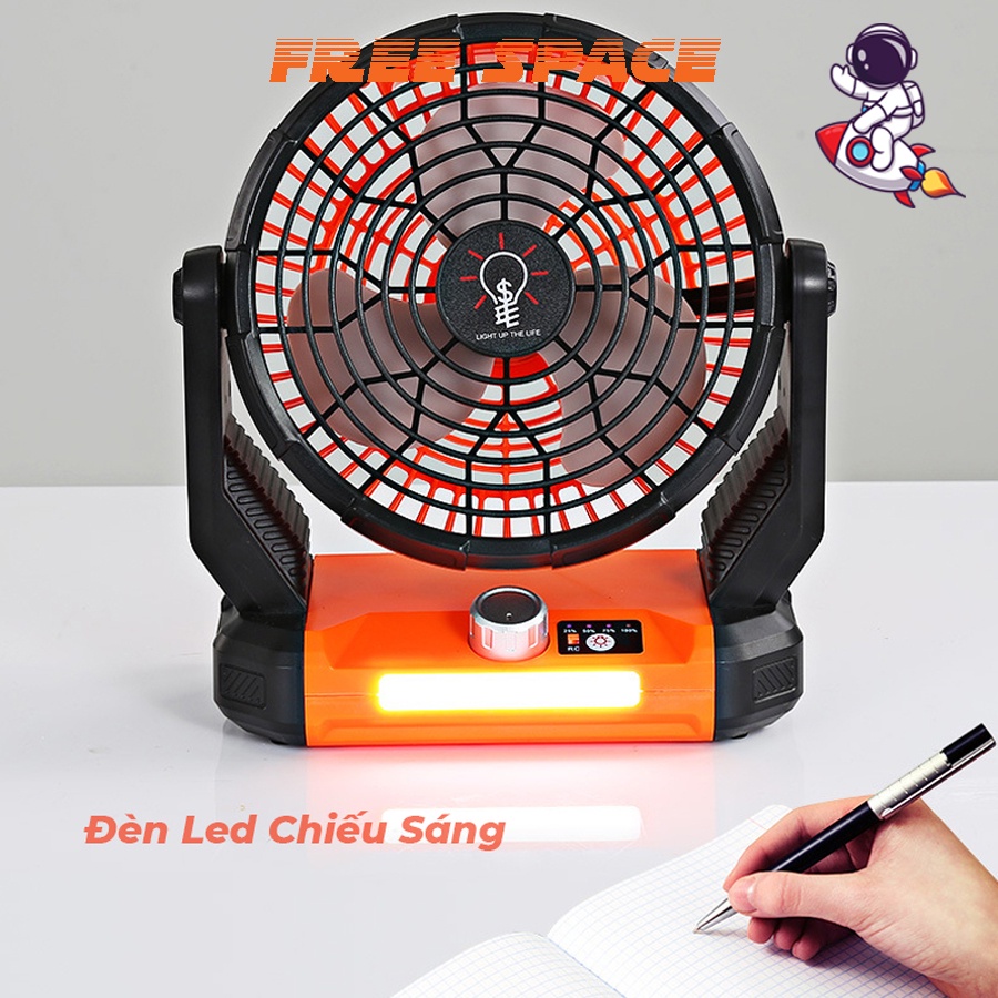 Quạt Tích Điện Có Điều Khiển Dung Lượng PIN 4800mAh Tích Hợp Sạc Dự Phòng