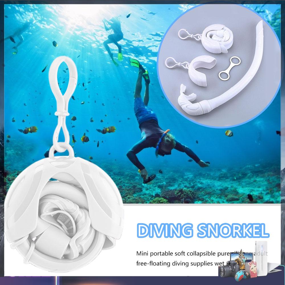 Ống Thở Lặn Bằng Silicone Có Thể Gấp Gọn Kèm Túi Đựng