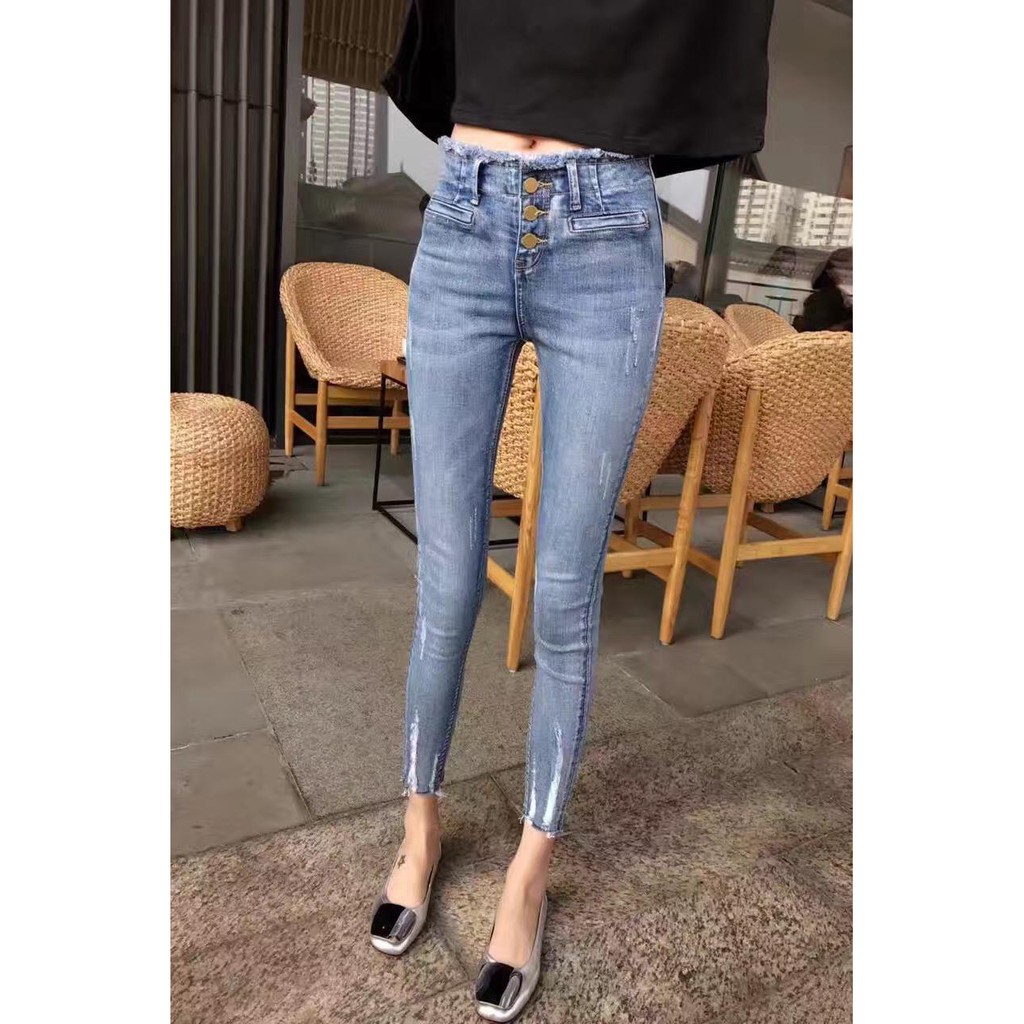 [ẢNH THẬT + VIDEO] Quần Jeans Nữ Rách Siêu Co Giãn Cao Cấp OHS437