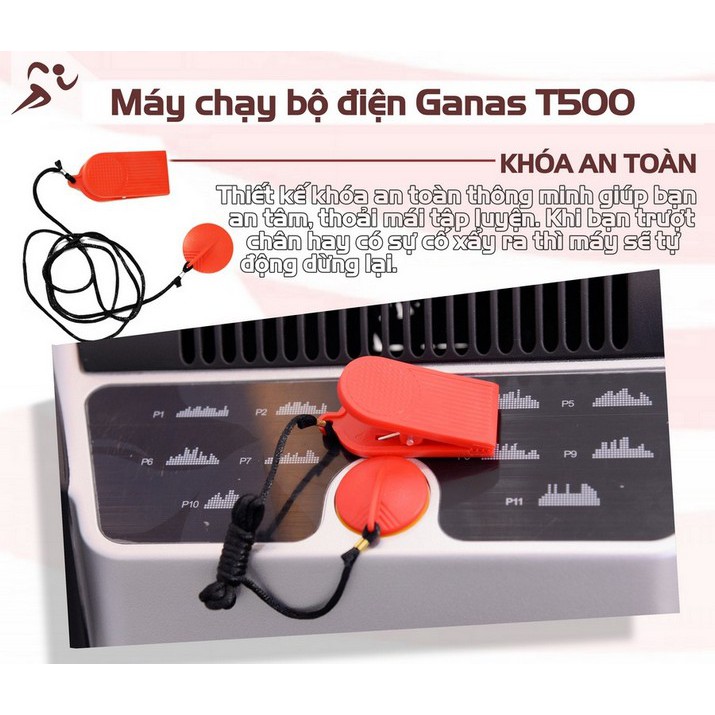 Máy chạy bộ điện gia đinh đa năng Ganas T500 + Tặng đầu máy massage rung