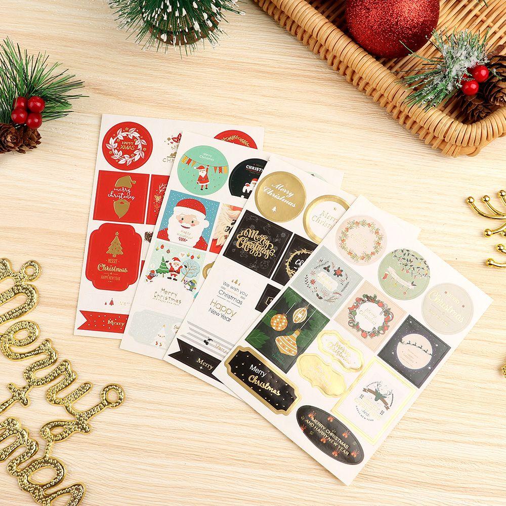 Set 2 / 8 Tấm Nhãn Dán Dùng Trang Trí Quà Tặng Giáng Sinh DIY