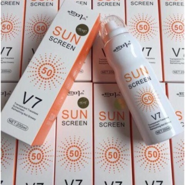 Kem chống nắng, xịt chống nắng toàn thân Sun creen V7 Hàn Quốc ( 200ml) chống nước không bết dính kem - Soleilshop