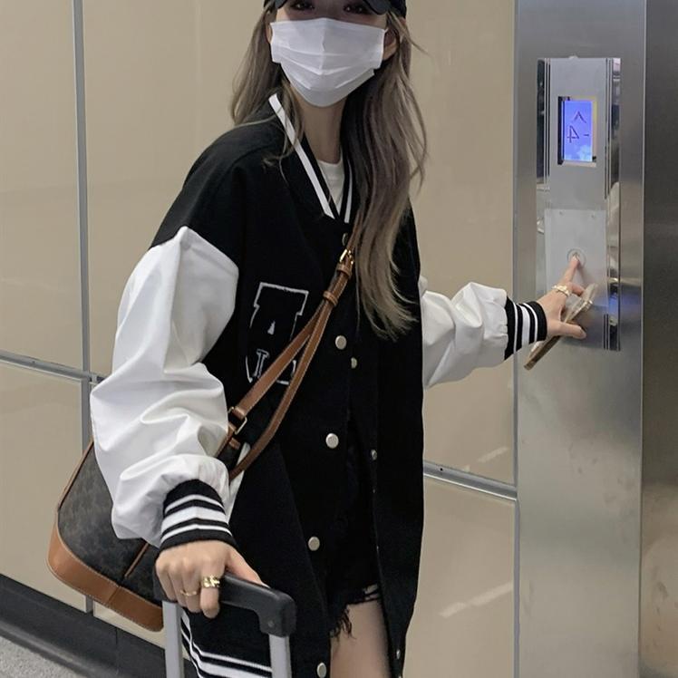 COZOK Áo khoác bóng chày nữ màu sắc retro