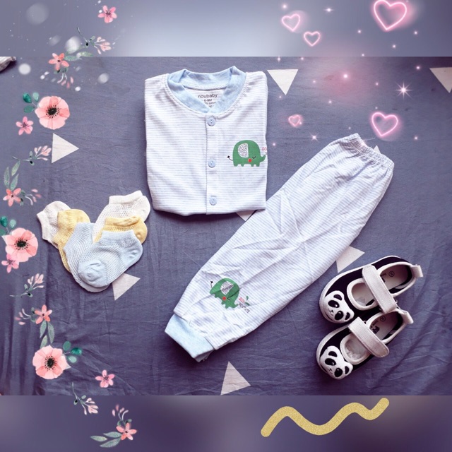 Bộ Dài Tay Kẻ NouBaby hình ngộ nghĩnh cực thích( cúc giữa) Qate180