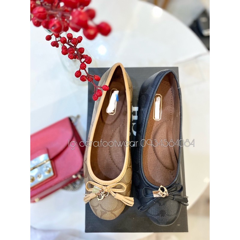 GIÀY BÚP BÊ NỮ MŨI TRÒN VNXK CAO CẤP - ĐEN - NÂU - Giày búp bê bệt nơ nhí