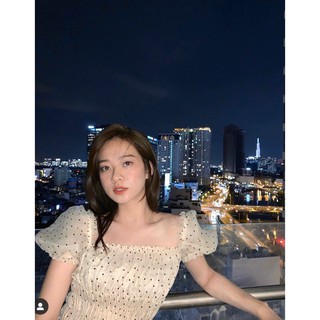 CROPTOP NUDE CHẤM BI NHÚN CHỈ