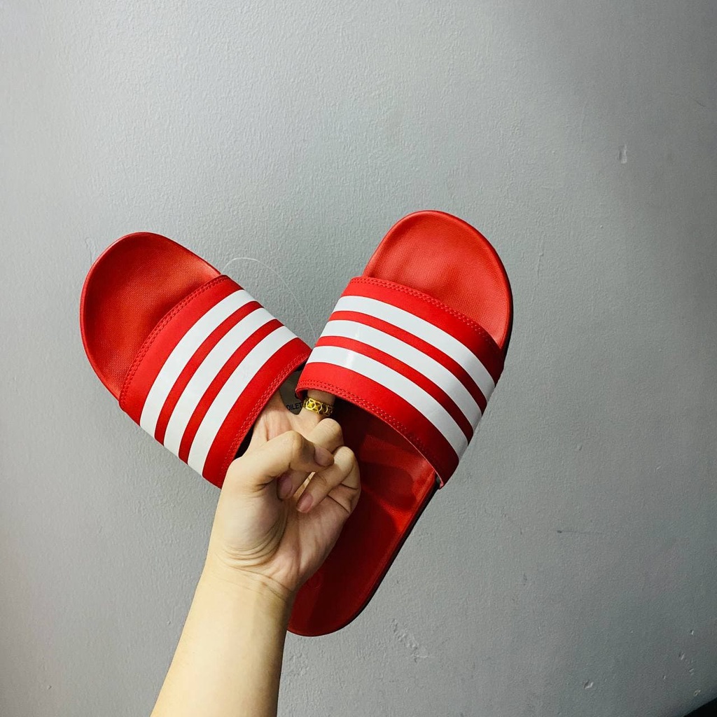 Dép Adidas Comfort Thể Thao Thời Trang Màu Đỏ Sọc Trắng Nam Nữ Có Sẵn EG1852