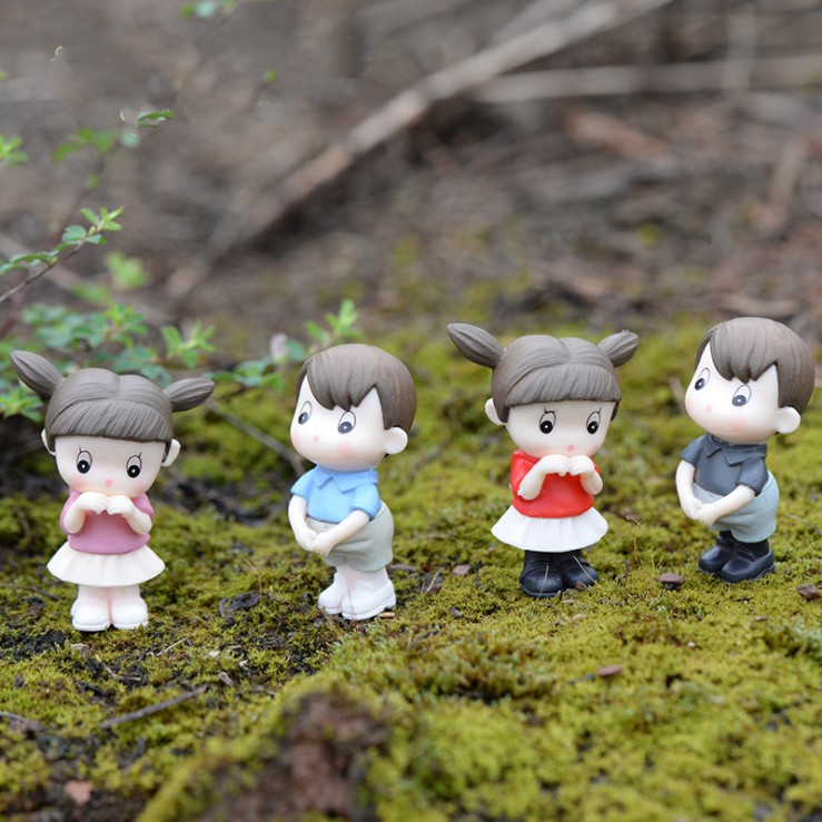 Mô hình đôi bạn nhỏ dễ thương dùng trang trí tiểu cảnh, terrarium, móc khóa, DIY