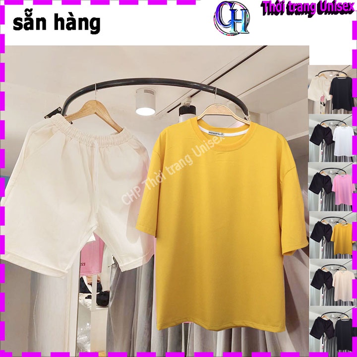 MẶC LÀ THÍCH  Bộ Đồ Nam Nữ, Áo Thun Vải Cotton Cổ Tròn Kết Hợp Quần Đùi Phối Túi Ống Xuông Năng Động
