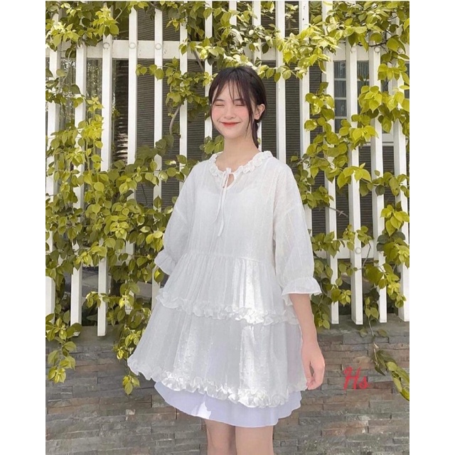 Sét áo voan đốm kèm lót trong HSU1