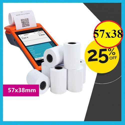 Giấy In Bill K57 - Giấy In Nhiệt K57 Cho Máy Cà Thẻ, Pos cầm tay Now Delivery/ Grab /57x38