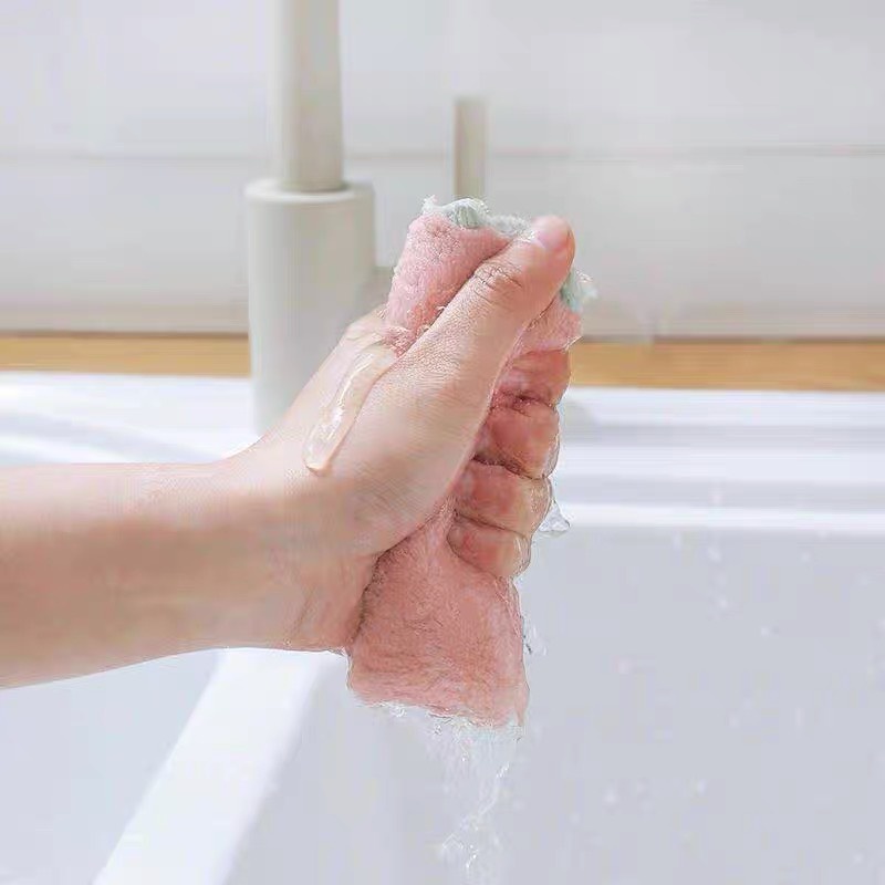 Khăn lau đa năng bếp, bát đĩa, cốc chén thấm nước chống dính dầu mỡ hai mặt loại to 15x26cm- UniMart