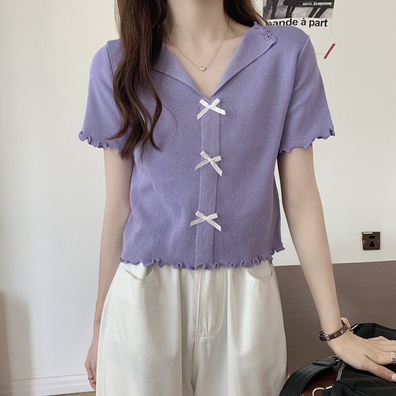 Áo Thun Tay Ngắn Cổ Chữ v Bằng Lụa Lạnh Mỏng Thời Trang Mùa Hè Dành Cho Nữ JH-TX-191