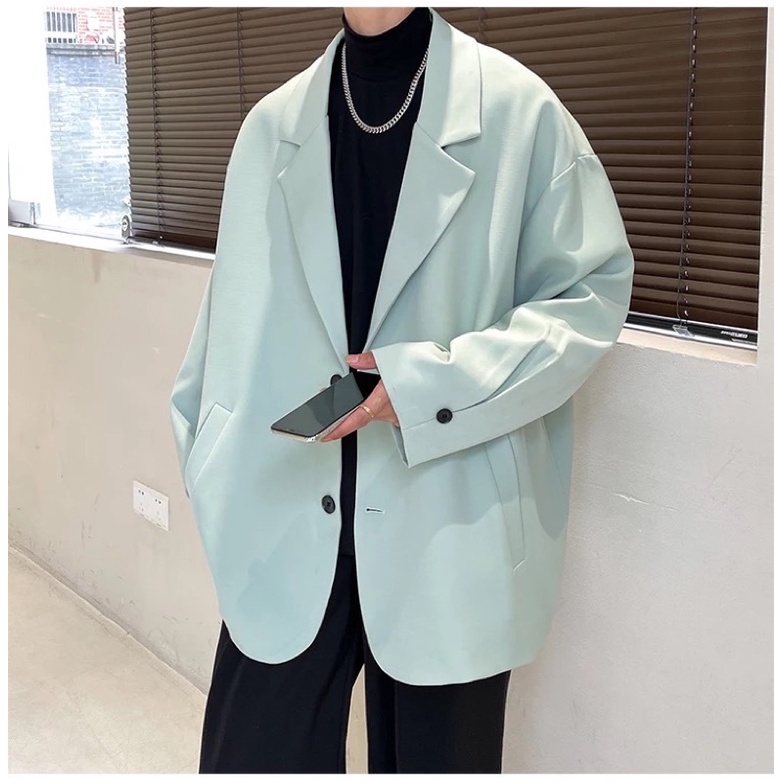 Áo Khoác Blazer Nam Nữ Form Rộng Dài Tay Thời Trang Unisex Basic Cổ Vest ,Phong Cách Hàn Quốc