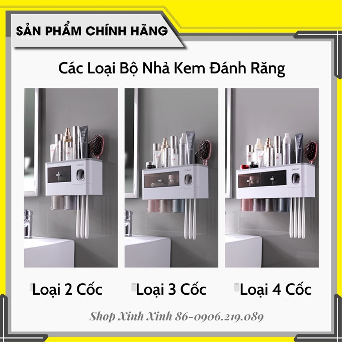 Bộ Nhả Kem Đánh Răng Tự Động, Kệ Để Đồ Phòng Tắm Cao Cấp TD006