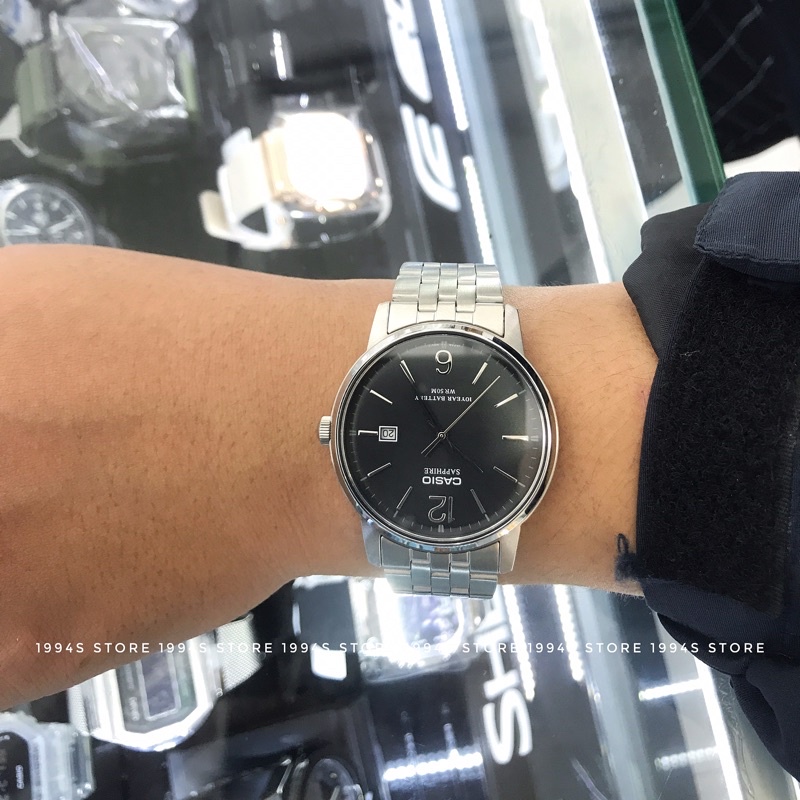 Đồng hồ nam Casio MTS-110 / MTS-110D-1A kính Sapphire, Pin 10 năm, chống nước 50m, size 38,8mm chính hãng