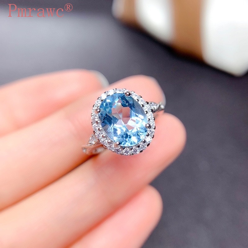 (Bán Sỉ) Nhẫn Nữ Trang Mặt Đá Topaz Hình Quả Trứng