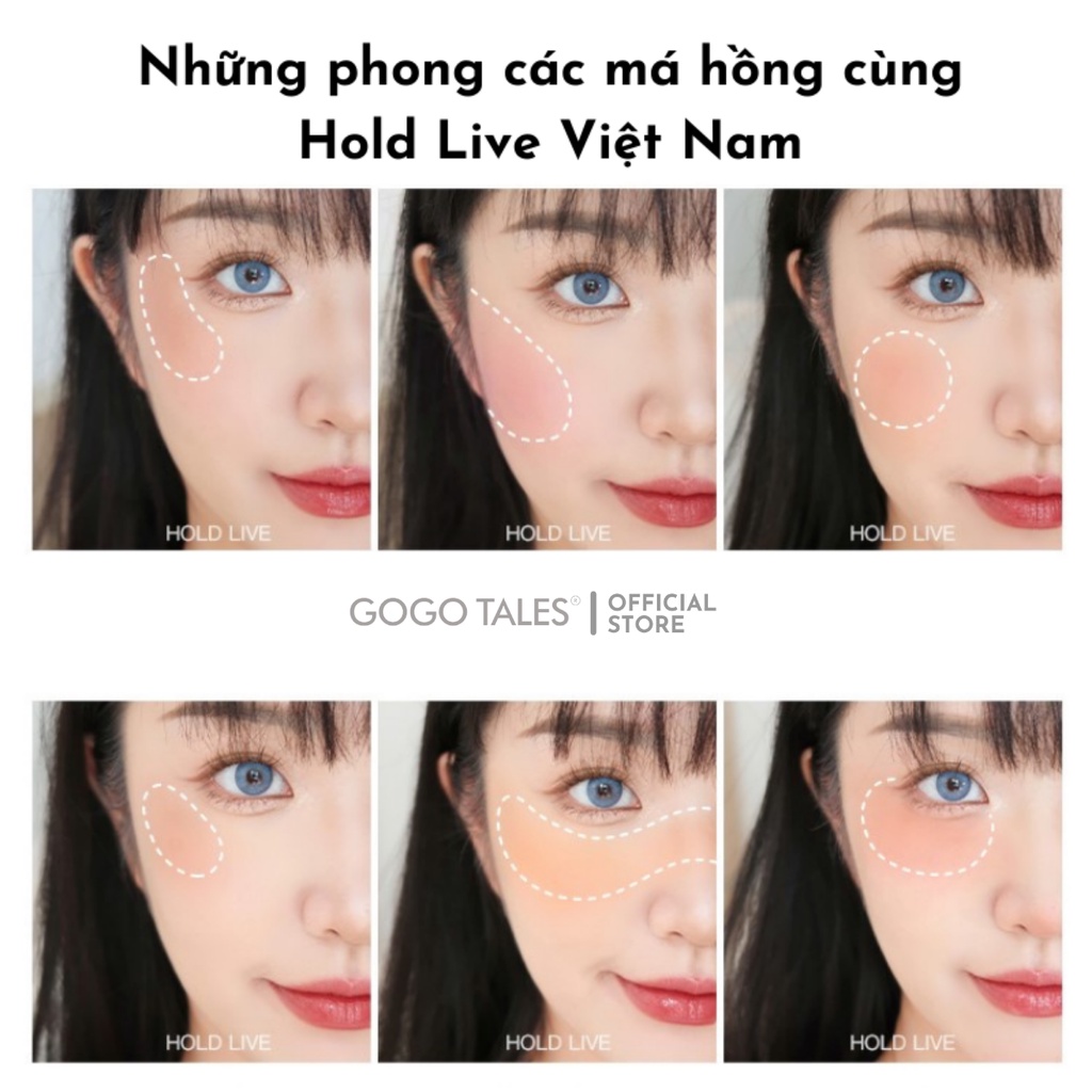 Phấn má hồng Hold Live 3 màu kiềm dầu chống thấm nước lâu trôi Secret Garden Blush HL461