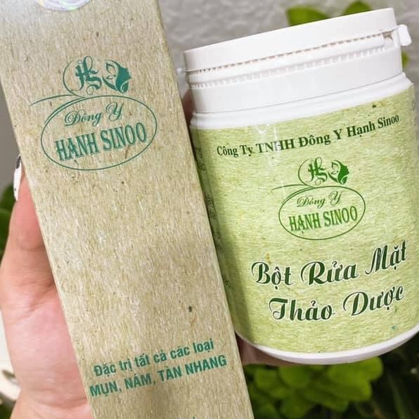 Bột rửa mặt thảo dược Hạnh sinoo - Sạch, mịn, kiềm dầu, giảm mụn đầu đen - Thuần thiên nhiên Handmade by Hạnh