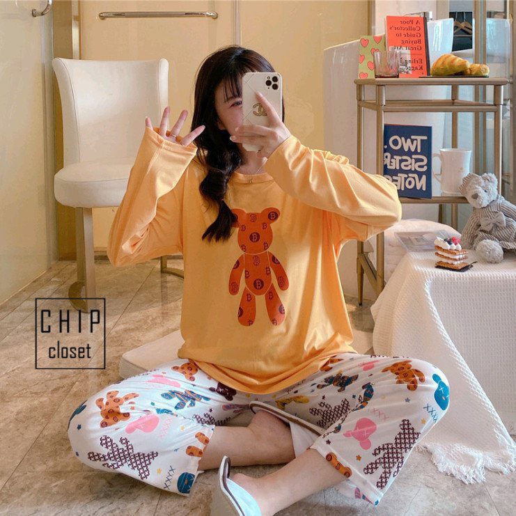 Đồ Bộ Thun Tay Dài Quảng Châu - Pijama Quần Dài - Đồ Mặc Ở Nhà Họa Tiết Hoạt Hình Dễ Thương TQ002 | BigBuy360 - bigbuy360.vn