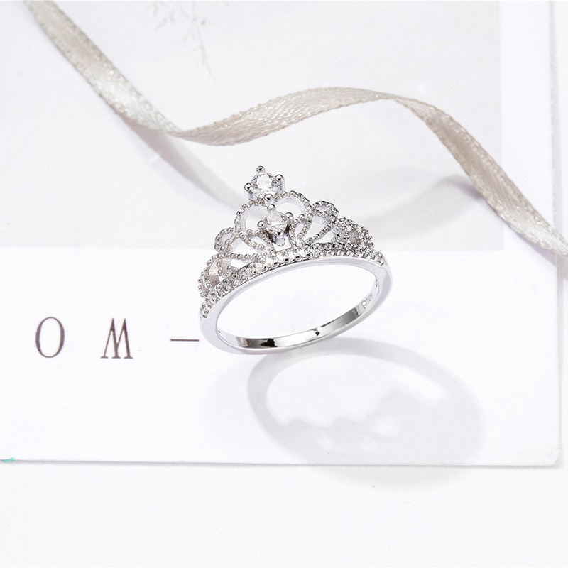 Aifei Jewellery Women Ring Crown Mosaic Diamond 925 Sterling Silver R1189