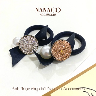 Dây buộc tóc chun đính đá và ngọc Hàn Quốc, đồ cột tóc nữ đính đá xinh xắn NanaCo