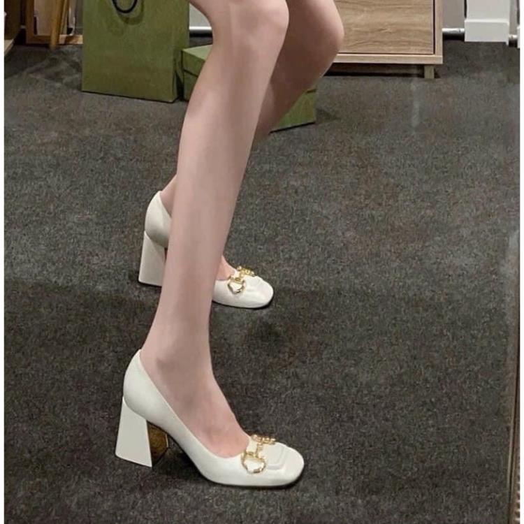 Giầy Gucci Gót Trụ 2 Màu Trắng Đen Full Size 35-39