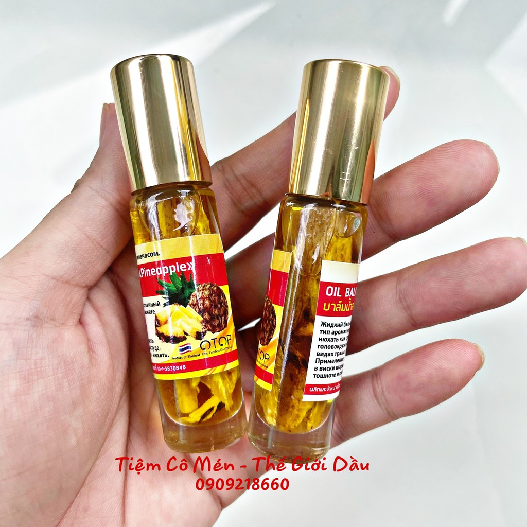 Dầu Lăn Hương Dứa Banna Oil Balm With Herb Pineapple 8m - Nội Địa Thái Lan - Giúp Sản Khoái Tỉnh Táo - Chăm Sóc Sức Khỏe