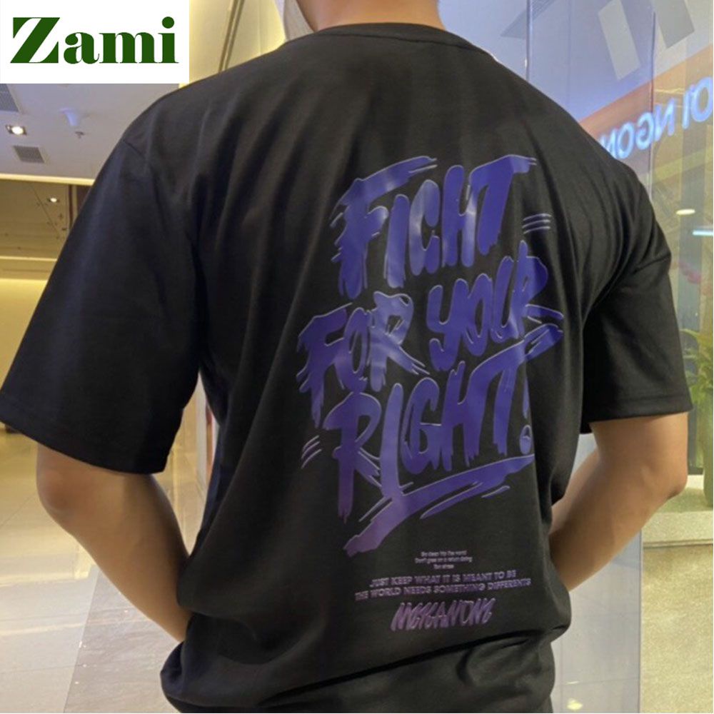 Áo Thun Unisex Nam Nữ Freesize Form Rộng Chất Cotton Oversize In Chữ Phản Quang Hàn Quốc Fight For Your Right ZT16 Zami | BigBuy360 - bigbuy360.vn