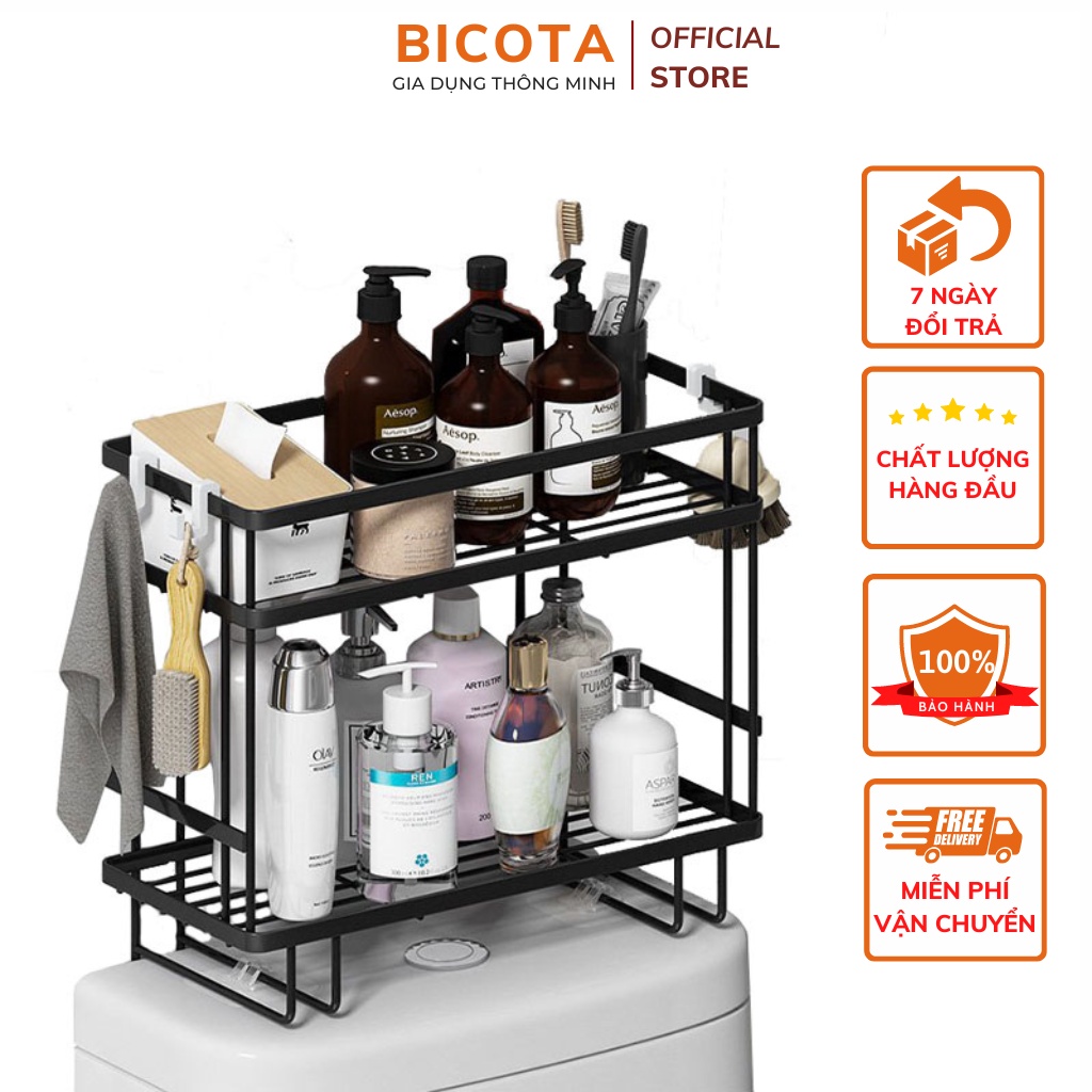 Kệ Để Đồ Nhà Tắm Gác Bồn Toilet Không Dán Tường Thông Minh Đa Năng Không Cần Khoan Chất Liệu Thép Phun Sơn Tĩnh Điện