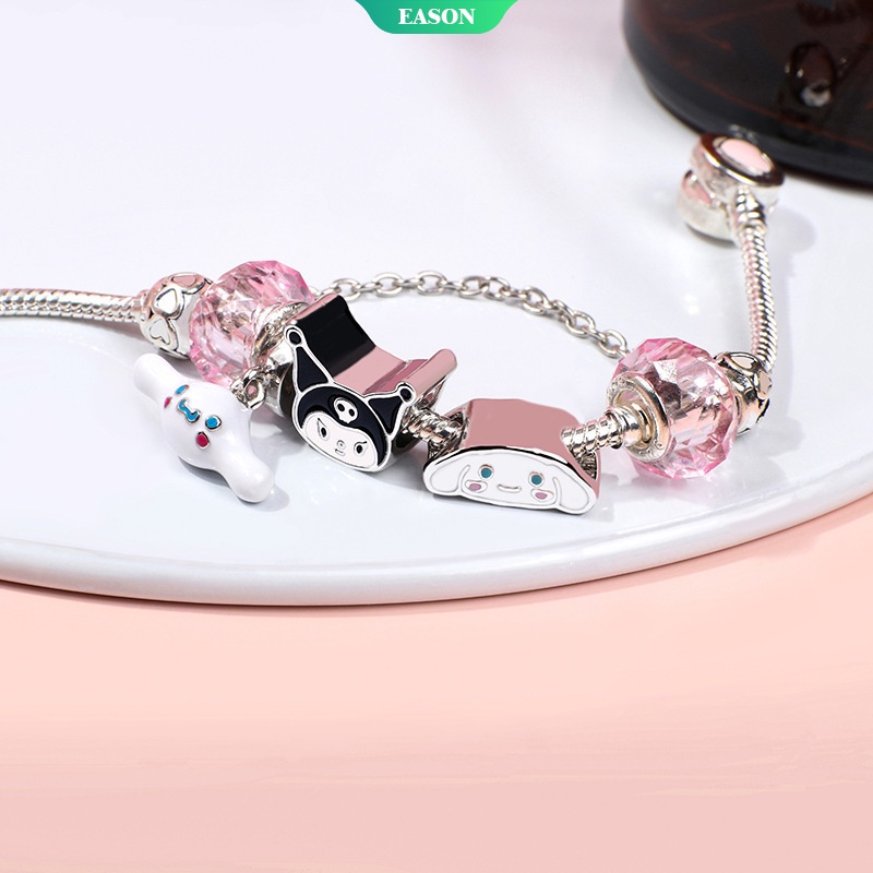Vòng Tay Chuỗi Hạt Pha Lê Mặt Hình Kuromi Hoạt Hình Dễ Thương Tinh Tế Cho Nữ