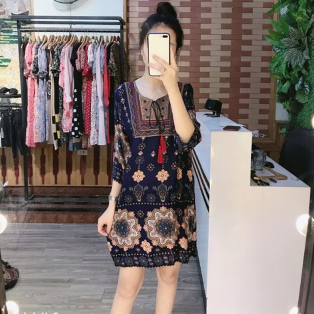 Váy lanh thổ cẩm QC