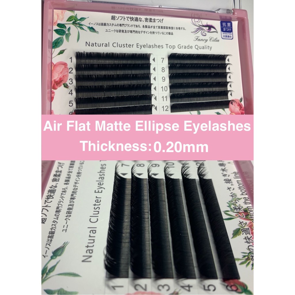 Flat Matte Ellipse Ghép lông mi 0.20mm Tách lời khuyên Flat lông Lông thú Mở rộng lông mi mềm mại tự nhiên