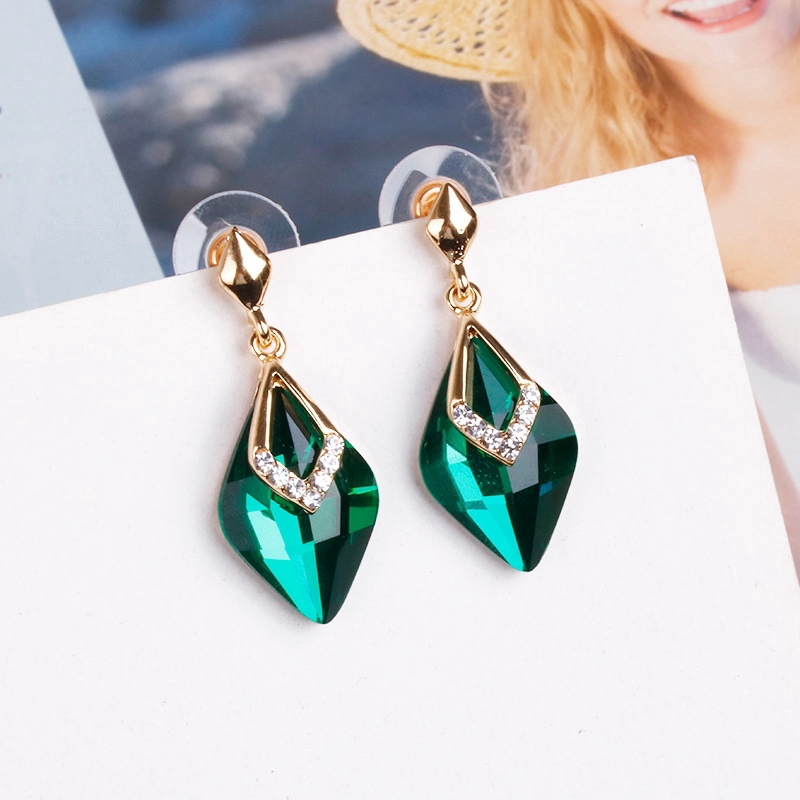 Bông tai bằng bạc 925 đính đá dáng dài phong cách Hàn Quốc cho nữ