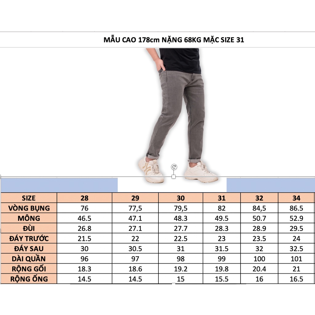 Quần jean nam dáng dài, quần bò trơn cao cấp thời trang VNLINE - QJZRS0107
