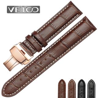 Dây Da đồng hồ Vetoo Khóa Bấm mạ vàng Dễ Mở