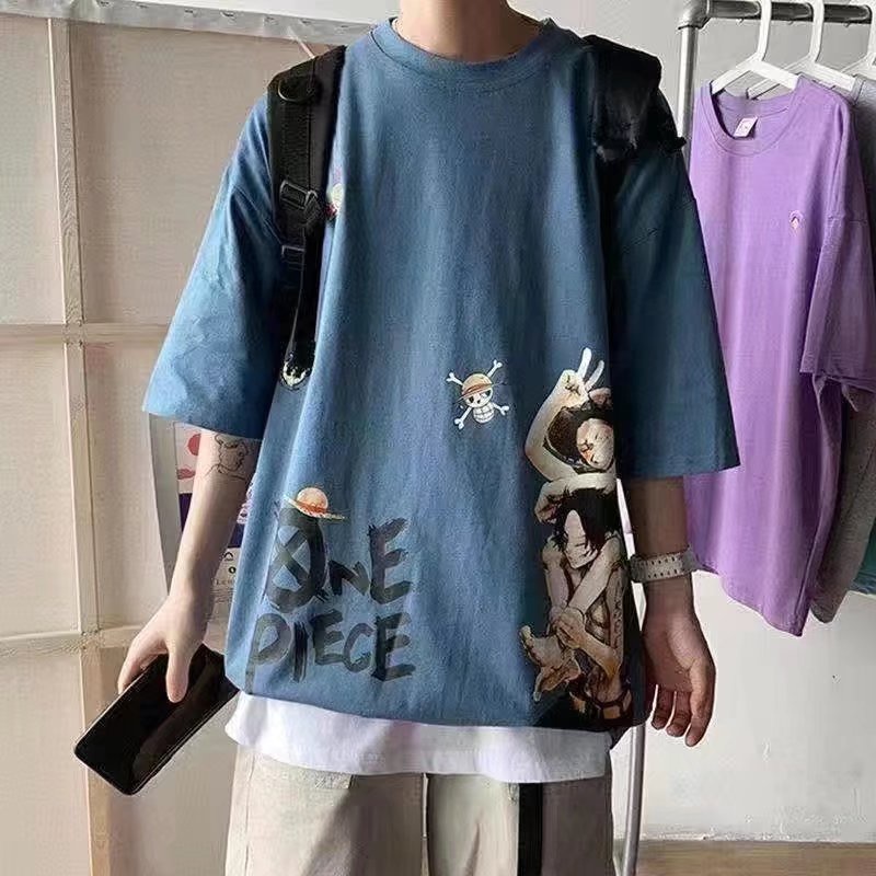 M-8XL áo phông nam big size Áo Thun Thể Thao Plus Size Cổ Tròn Tay Ngắn In Hình Cướp Biển Nhật Bản