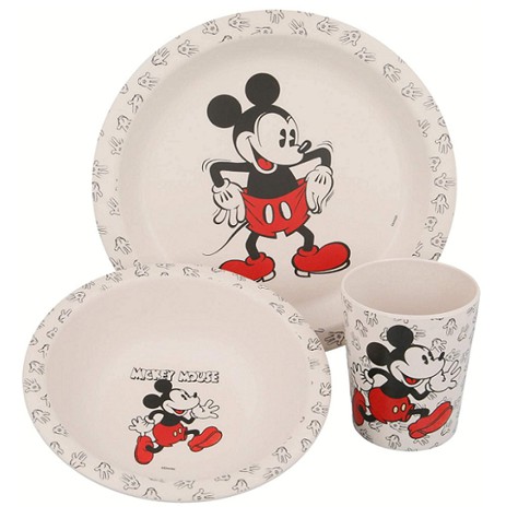 Bộ chén dĩa ly bằng sợi tre Mickey - 3 Món