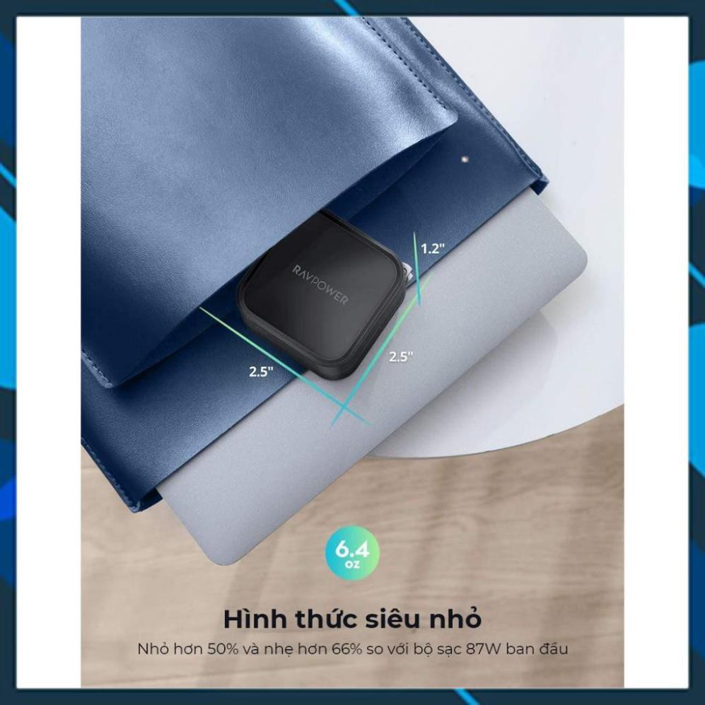 Sạc RavPower RP-PC128, 2 USB-C PD 90W Chính Hãng