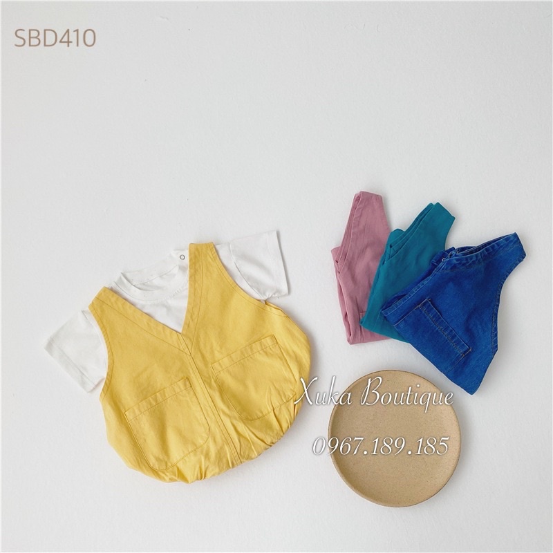 Yếm Kèm Áo Phông Trắng Quảng Châu Cho Bé 0-2 Tuổi Xuka Boutique Mẫu Hè Mới 2022 (Giá Sale)