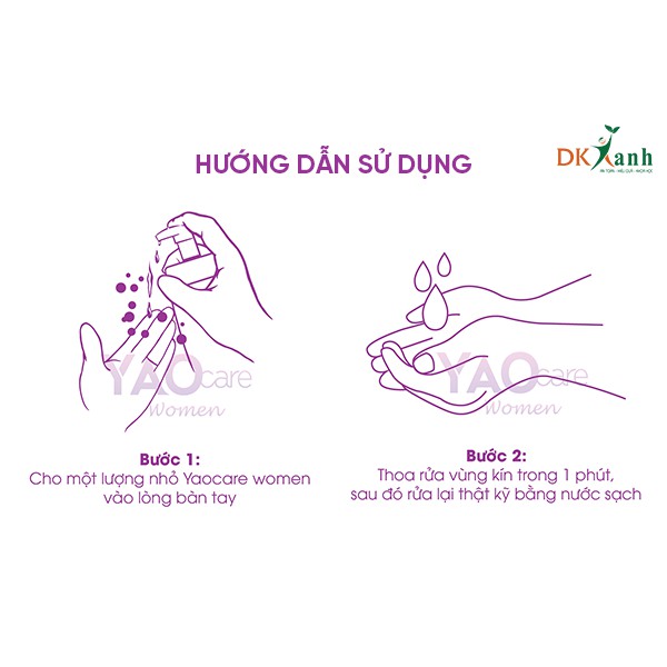 Dung dịch vệ sinh phụ nữ thảo dược Yaocare women - Dược Khoa - 100% thảo mộc - Chống viêm nhiễm, khí hư