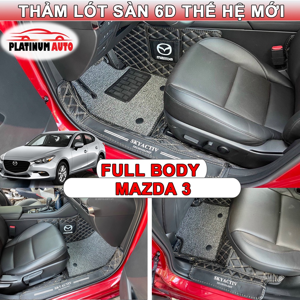 Thảm lót sàn ô tô 6D MAZDA 3 2014-2022 thành cao, tràn viền bậc cửa