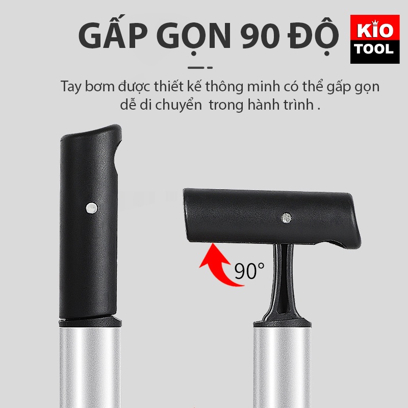 Bơm xe đạp gắn treo xe Kiotool chắc chắn nhỏ gọn cơ động kèm đủ phụ kiện